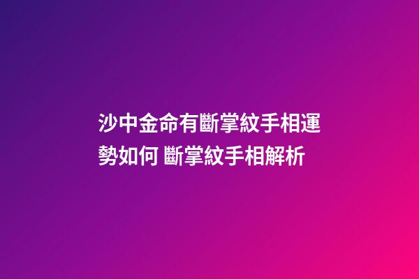 沙中金命有斷掌紋手相運勢如何 斷掌紋手相解析